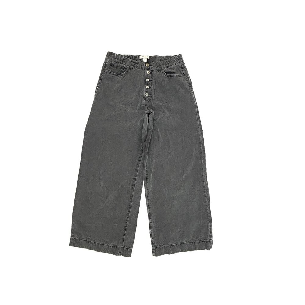 Forever 21 Button Fly Elastic Waist Wide Leg Women's size‎ XL Gray Denim Jeans